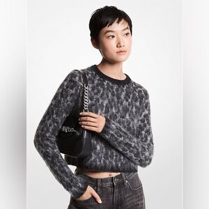 MICHAEL KORS alpaca mohair cropped cheetah print sweater (XS)